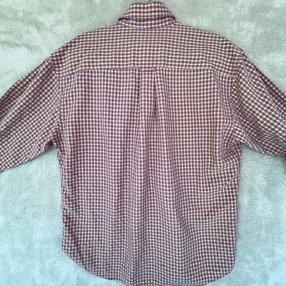 Bugatchi Uomo Long sleeve Purple Yellow Checked Button Up Bright Stripes Large - Picture 9 of 10